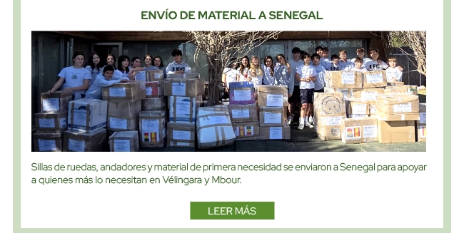 ENVÍO DE MATERIAL A SENEGAL